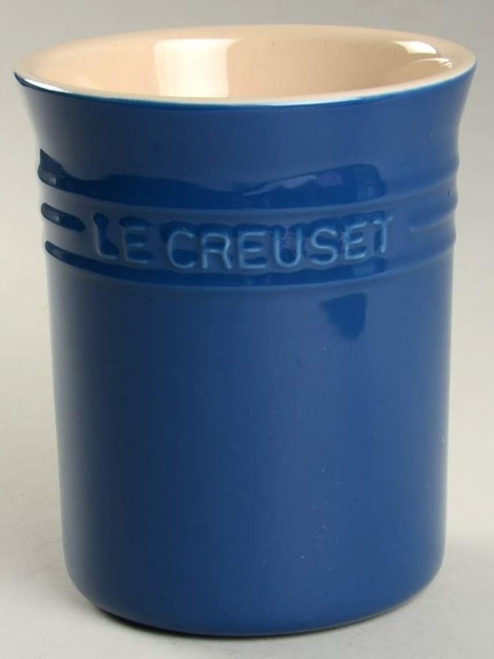 Le Creuset Stoneware Large Utensil Holder Crock Cobalt Navy Blue 6” 2.75 qt